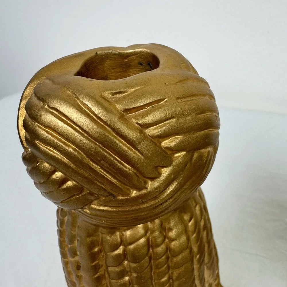Vintage Gold Ceramic Tassel Candle Holders